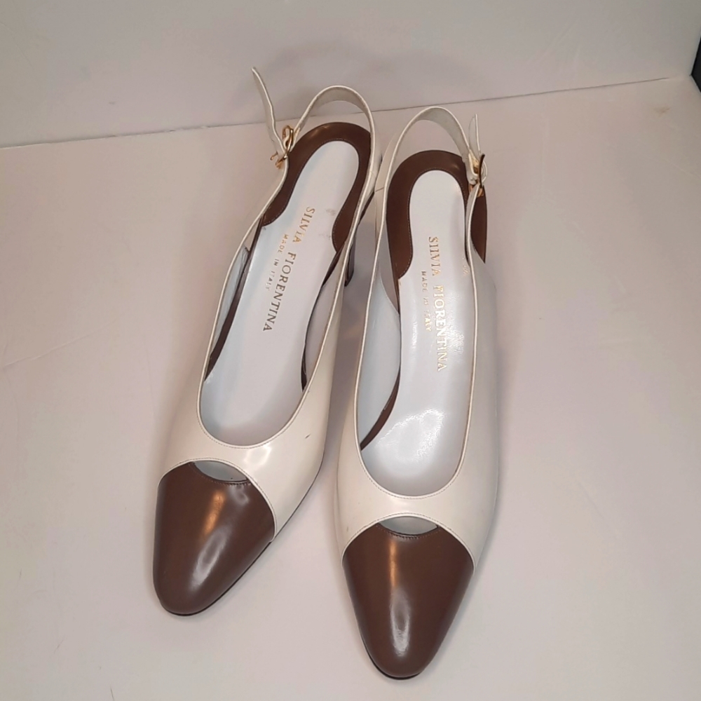 Silvia Florentina Brown and White Heels